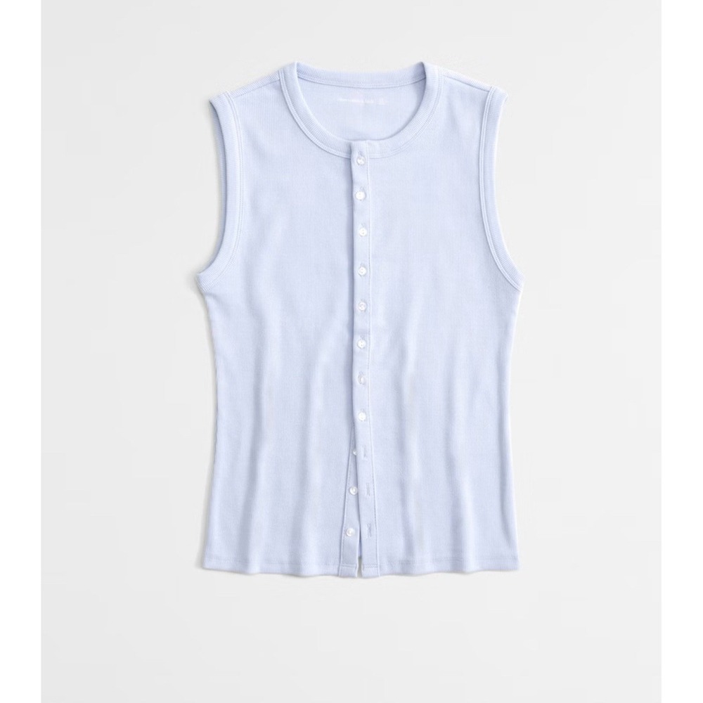Abercrombie & Fitch Sleeveless Sky Blue Button Down